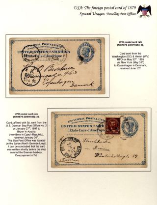 USA: THE FOREIGN POSTAL CARD OF 1879 – sheet 74