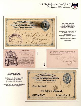 USA: THE FOREIGN POSTAL CARD OF 1879 – sheet 75