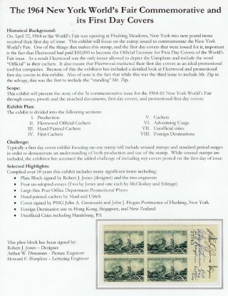 THE 1964 NEW YORK WORLD`S FAIR COMMEMORATIVE AND ITS FIRST DAY COVERS – sheet 1