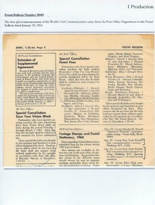 THE 1964 NEW YORK WORLD`S FAIR COMMEMORATIVE AND ITS FIRST DAY COVERS – sheet 3