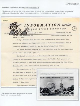 THE 1964 NEW YORK WORLD`S FAIR COMMEMORATIVE AND ITS FIRST DAY COVERS – sheet 9