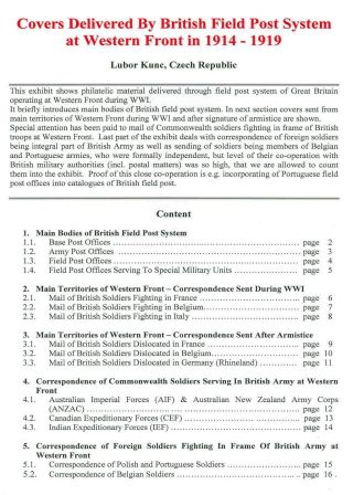 COVERS DELIVERED BY BRITISH FIELD POST SYSTEM AT WESTERN FRONT IN 1914-1919 – sheet 1