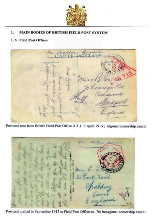 COVERS DELIVERED BY BRITISH FIELD POST SYSTEM AT WESTERN FRONT IN 1914-1919 – sheet 4