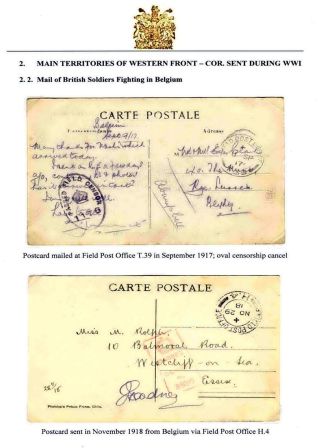COVERS DELIVERED BY BRITISH FIELD POST SYSTEM AT WESTERN FRONT IN 1914-1919 – sheet 7