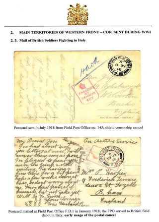 COVERS DELIVERED BY BRITISH FIELD POST SYSTEM AT WESTERN FRONT IN 1914-1919 – sheet 8