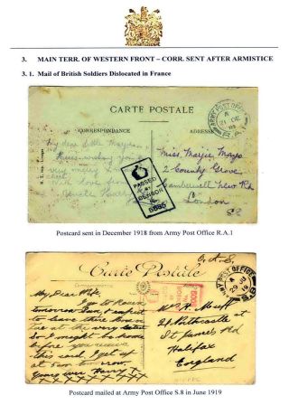 COVERS DELIVERED BY BRITISH FIELD POST SYSTEM AT WESTERN FRONT IN 1914-1919 – sheet 9