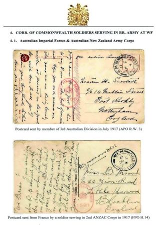 COVERS DELIVERED BY BRITISH FIELD POST SYSTEM AT WESTERN FRONT IN 1914-1919 – sheet 12