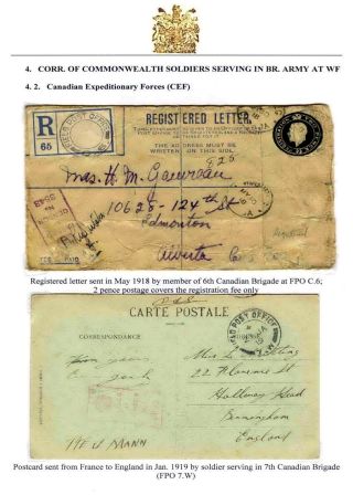 COVERS DELIVERED BY BRITISH FIELD POST SYSTEM AT WESTERN FRONT IN 1914-1919 – sheet 13
