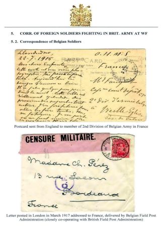COVERS DELIVERED BY BRITISH FIELD POST SYSTEM AT WESTERN FRONT IN 1914-1919 – sheet 16