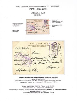 NĚMEČTÍ VÁLEČNÍ ZAJATCI - MEZITÁBOROVÁ POŠTA Z JAPONSKA DO HONGKONGU ÚNOR 1915 AŽ LEDEN 1916 – list 7
