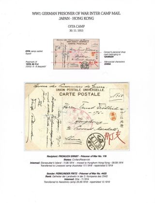 NĚMEČTÍ VÁLEČNÍ ZAJATCI - MEZITÁBOROVÁ POŠTA Z JAPONSKA DO HONGKONGU ÚNOR 1915 AŽ LEDEN 1916 – list 8