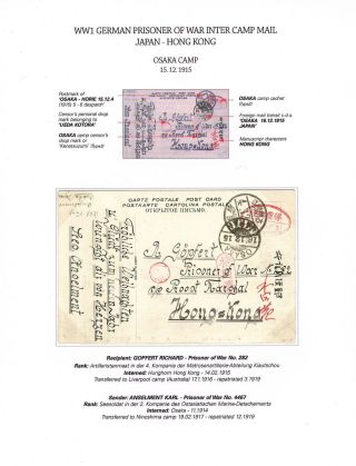 NĚMEČTÍ VÁLEČNÍ ZAJATCI - MEZITÁBOROVÁ POŠTA Z JAPONSKA DO HONGKONGU ÚNOR 1915 AŽ LEDEN 1916 – list 9