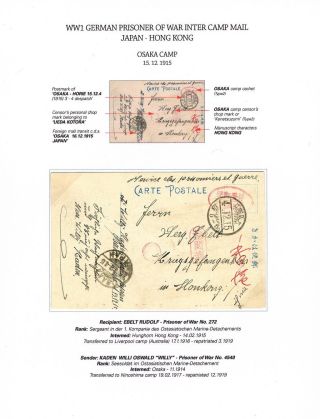 NĚMEČTÍ VÁLEČNÍ ZAJATCI - MEZITÁBOROVÁ POŠTA Z JAPONSKA DO HONGKONGU ÚNOR 1915 AŽ LEDEN 1916 – list 11