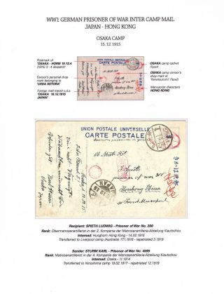 NĚMEČTÍ VÁLEČNÍ ZAJATCI - MEZITÁBOROVÁ POŠTA Z JAPONSKA DO HONGKONGU ÚNOR 1915 AŽ LEDEN 1916 – list 14