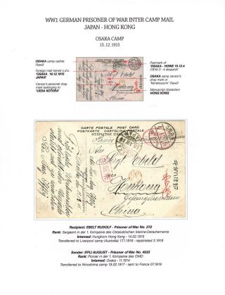NĚMEČTÍ VÁLEČNÍ ZAJATCI - MEZITÁBOROVÁ POŠTA Z JAPONSKA DO HONGKONGU ÚNOR 1915 AŽ LEDEN 1916 – list 16