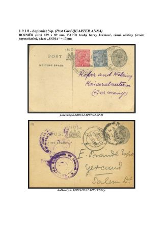 POSTAL STATIONERY OF BRITISH INDIA – sheet 74