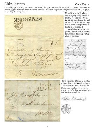 MAIL BETWEEN BNA & UK, 1766-1875 – sheet 2