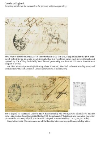 MAIL BETWEEN BNA & UK, 1766-1875 – sheet 7
