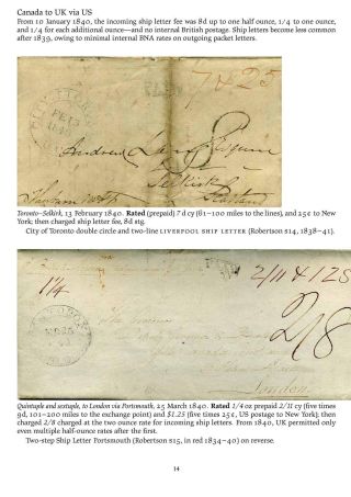 MAIL BETWEEN BNA & UK, 1766-1875 – sheet 14
