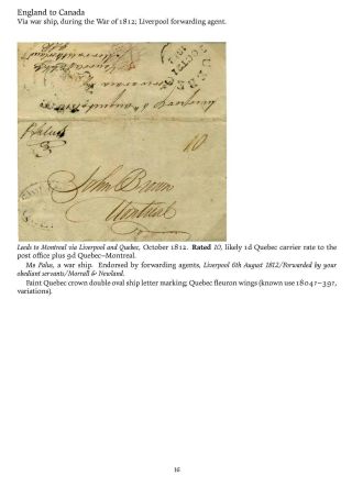 MAIL BETWEEN BNA & UK, 1766-1875 – sheet 16