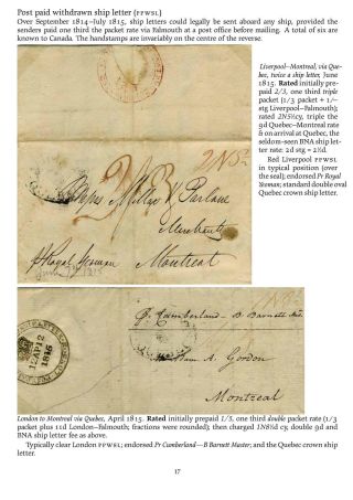 MAIL BETWEEN BNA & UK, 1766-1875 – sheet 17