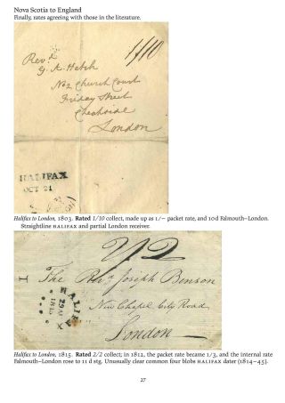 MAIL BETWEEN BNA & UK, 1766-1875 – sheet 27