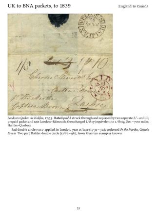 MAIL BETWEEN BNA & UK, 1766-1875 – sheet 33