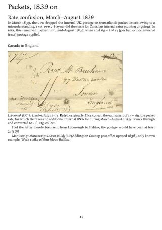 MAIL BETWEEN BNA & UK, 1766-1875 – sheet 46