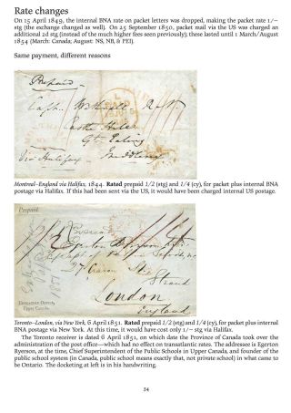 MAIL BETWEEN BNA & UK, 1766-1875 – sheet 54