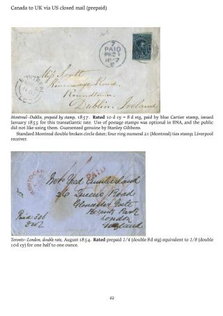 MAIL BETWEEN BNA & UK, 1766-1875 – sheet 62