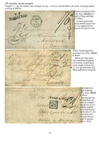MAIL BETWEEN BNA & UK, 1766-1875 – sheet 70