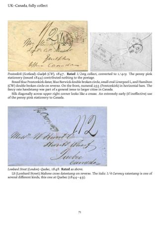 MAIL BETWEEN BNA & UK, 1766-1875 – sheet 71