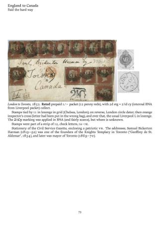 MAIL BETWEEN BNA & UK, 1766-1875 – sheet 73