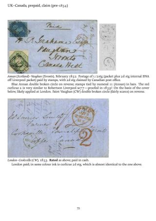 MAIL BETWEEN BNA & UK, 1766-1875 – sheet 75