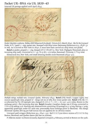 MAIL BETWEEN BNA & UK, 1766-1875 – sheet 77