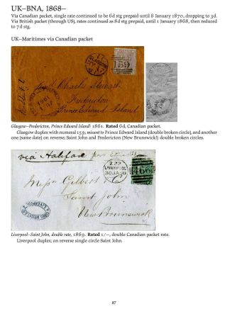 MAIL BETWEEN BNA & UK, 1766-1875 – sheet 87