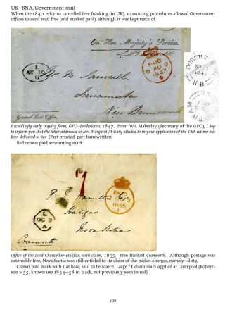 MAIL BETWEEN BNA & UK, 1766-1875 – sheet 108