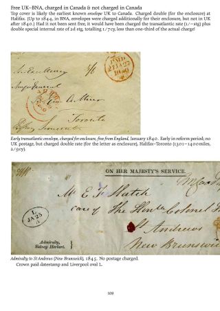 MAIL BETWEEN BNA & UK, 1766-1875 – sheet 109