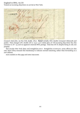 MAIL BETWEEN BNA & UK, 1766-1875 – sheet 115