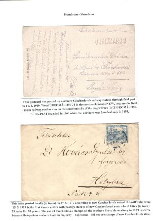 KOMÁROM - KOMÁRNO; POSTGESCHICHTE EINER GETEILTEN STADT 1919 - 1938 – Blatt 3