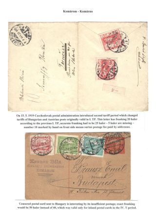 KOMÁROM - KOMÁRNO; POSTGESCHICHTE EINER GETEILTEN STADT 1919 - 1938 – Blatt 6