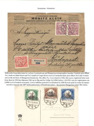 KOMÁROM - KOMÁRNO; POSTGESCHICHTE EINER GETEILTEN STADT 1919 - 1938 – Blatt 10