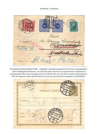KOMÁROM - KOMÁRNO; POSTGESCHICHTE EINER GETEILTEN STADT 1919 - 1938 – Blatt 12