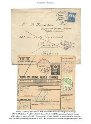 KOMÁROM - KOMÁRNO; POSTGESCHICHTE EINER GETEILTEN STADT 1919 - 1938 – Blatt 13