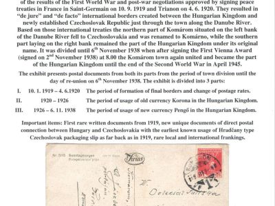 KOMÁROM - KOMÁRNO; POSTAL HISTORY OF ONE DIVIDED TOWN 1919 - 1938
