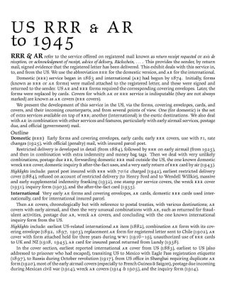 USA: RRR & AR BIS 1945 (RÜCKSCHEIN) – Blatt 1
