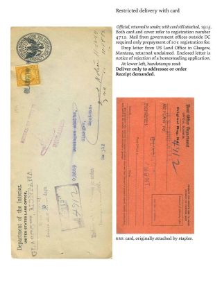 USA: ZPÁTEČNÍ LÍSTKY NA DOPORUČENÉ ZÁSILKY DO ROKU 1945 – list 28