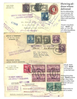 USA: ZPÁTEČNÍ LÍSTKY NA DOPORUČENÉ ZÁSILKY DO ROKU 1945 – list 34