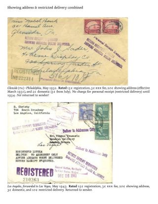 USA: ZPÁTEČNÍ LÍSTKY NA DOPORUČENÉ ZÁSILKY DO ROKU 1945 – list 35