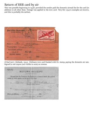 USA: ZPÁTEČNÍ LÍSTKY NA DOPORUČENÉ ZÁSILKY DO ROKU 1945 – list 65